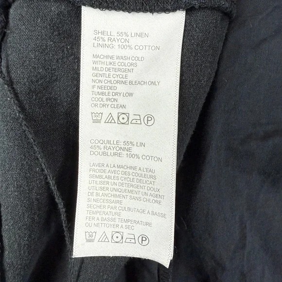 Tommy Bahama Maxi Dress Womens M Black Linen Blend Sundress Tiered Sleeveless - Picture 3 of 12